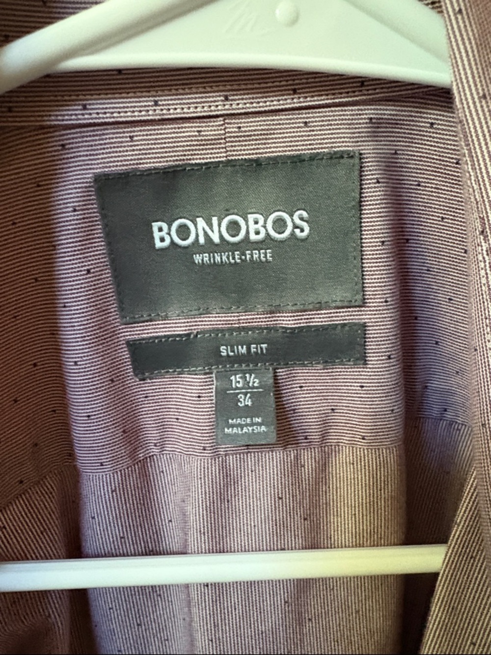 Bonobos Slim Fit Wrinkle-Free Dress Shirt - Mauve with Microdots